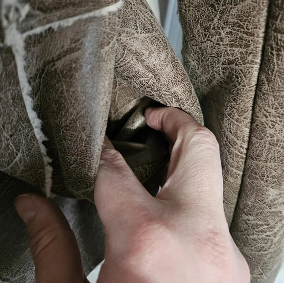 Forever 21 Faux Leather Sherpa Jacket S Brown Shearling Moto Drape Y2K Glam - Picture 6 of 11